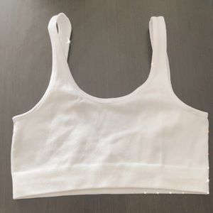 SIRENS White Ribbed Crop Tank Top